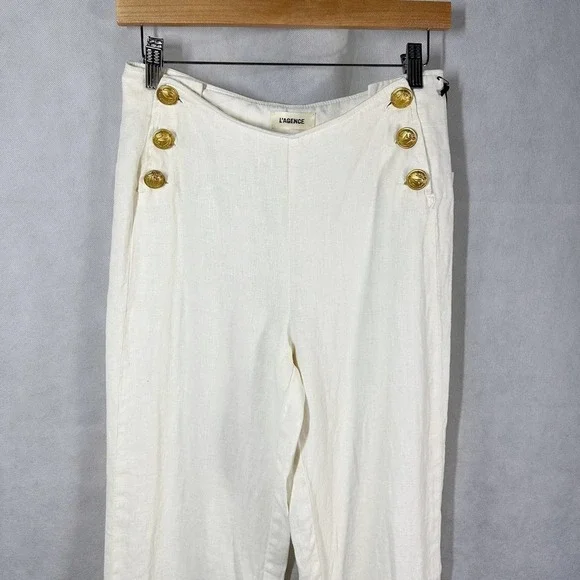 L’AGENCE Dee High Rise Sailor Linen Pants Bone color Size 25 - Picture 5 of 12